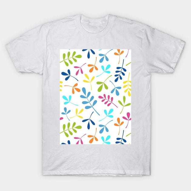 Multicolored Assorted Leaf Silhouettes T-Shirt by NataliePaskell